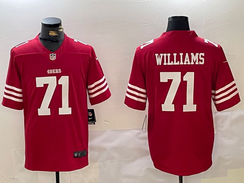 Men San Francisco 49ers #71 Williams Red Second generation 2024 Nike Limited NFL Jersey style 1